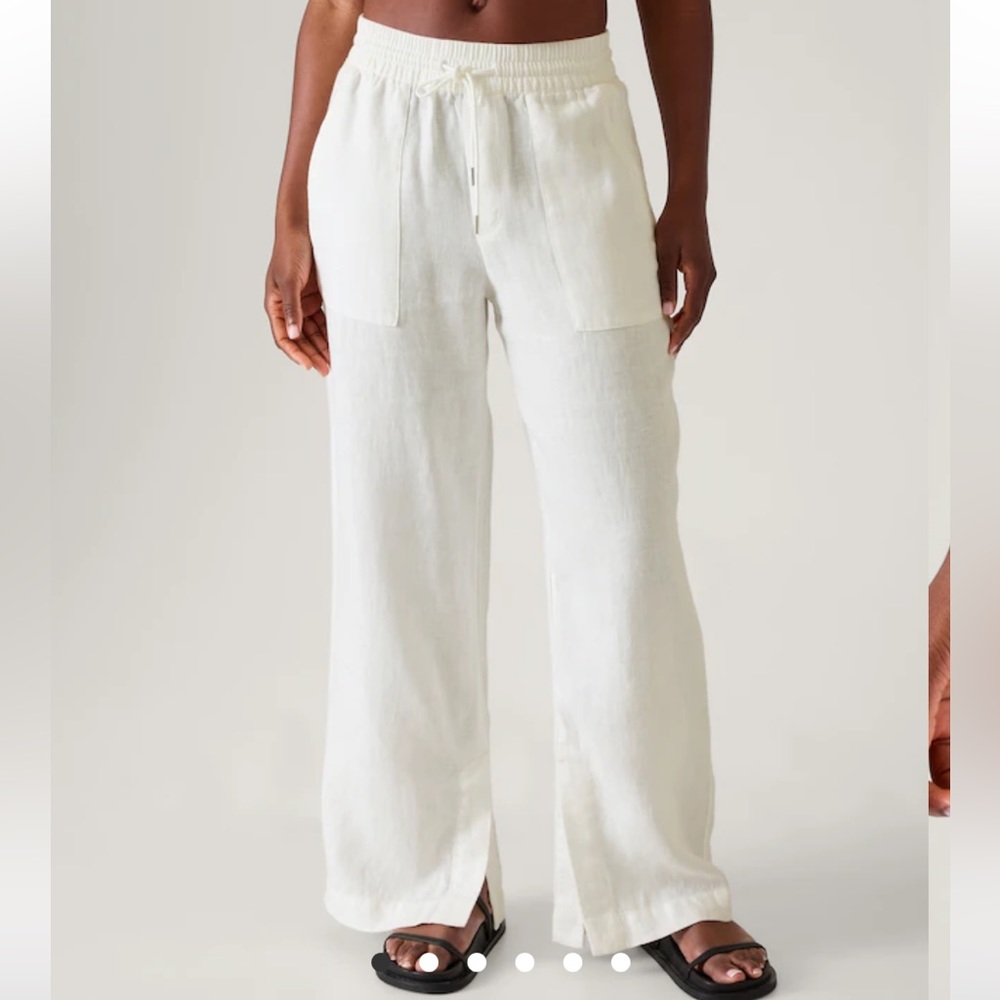 Athleta Retreat Wide Leg Linen Pant white calla lily color size 2